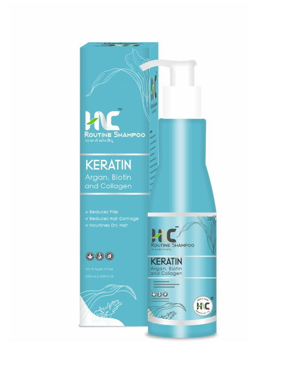 Healncure Routine Keratin Shampoo with Argan, Biotin & Collagen – 200ml