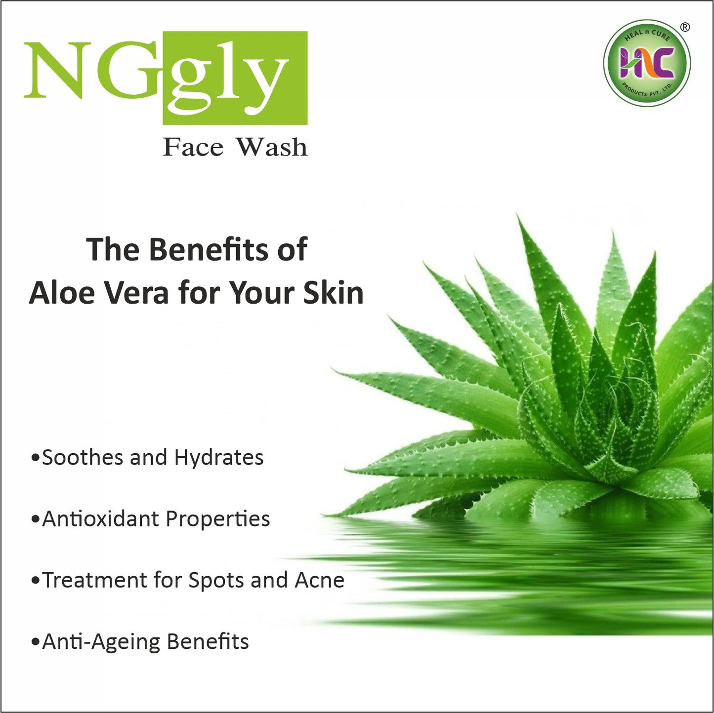 Healncure NGgly Aloe Vera, Salicylic Acid & Glycolic Acid Face Wash โ 70ml | Oil Control & Acne Care