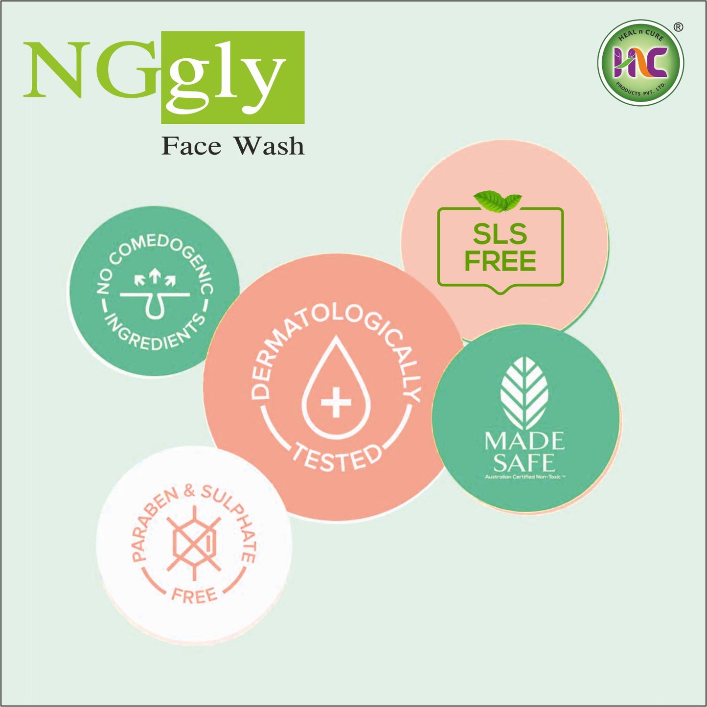Healncure NGgly Aloe Vera, Salicylic Acid & Glycolic Acid Face Wash โ 70ml | Oil Control & Acne Care