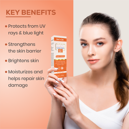 Healncure Papaya, Vitamin C & Hyaluronic Acid Sunscreen SPF 50 – Bright & Hydrate – 50 g