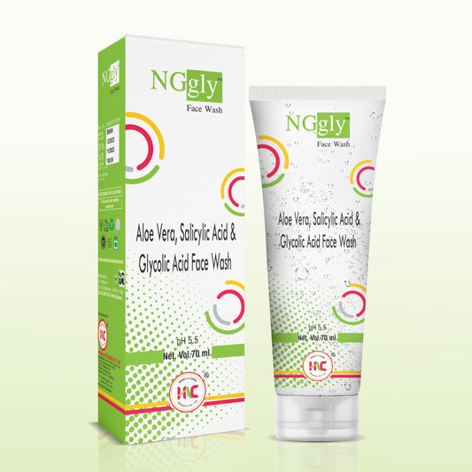 Healncure NGgly Aloe Vera, Salicylic Acid & Glycolic Acid Face Wash – 70ml | Oil Control & Acne Care
